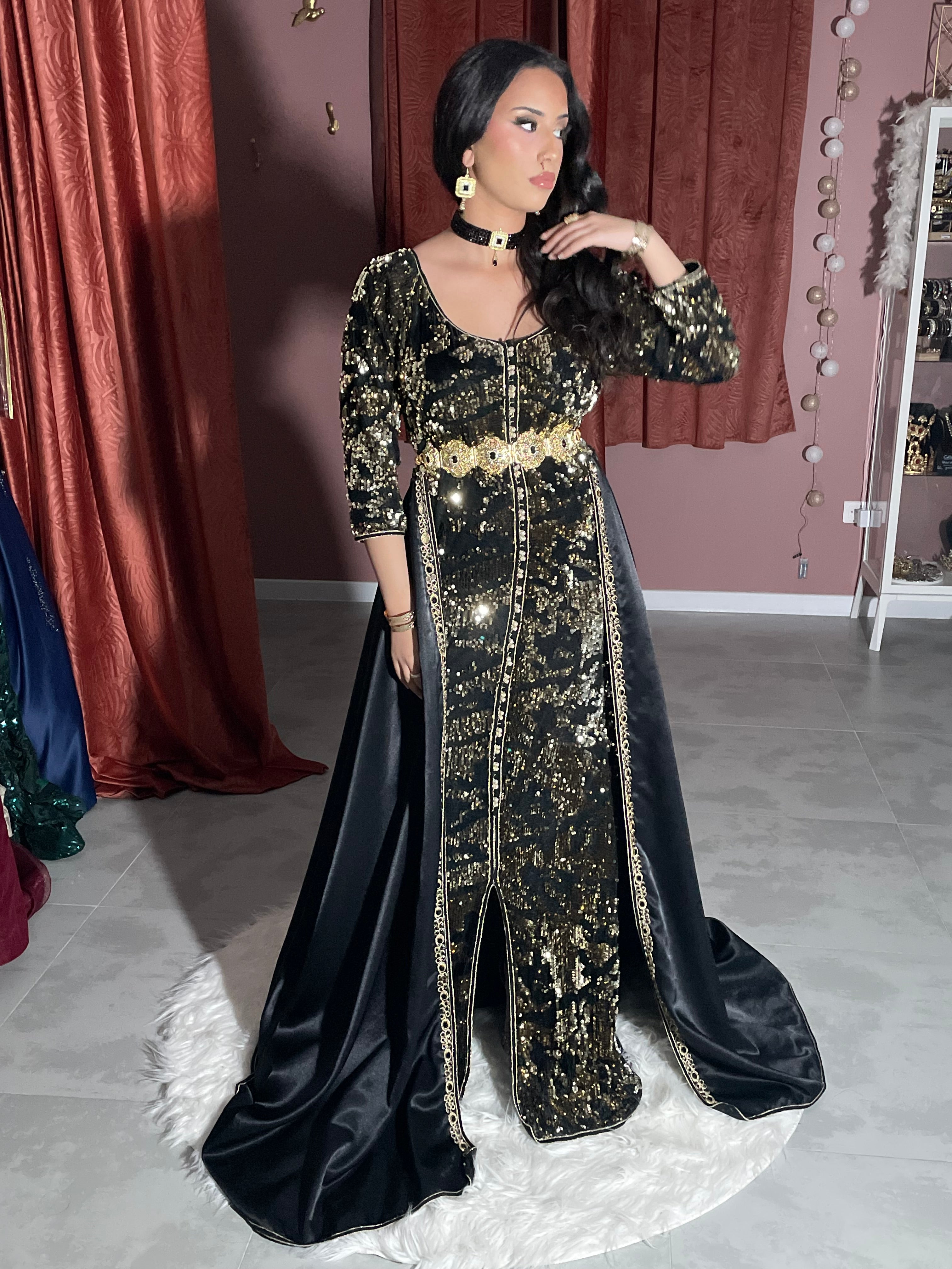 Caftan sequin noir "Zaynab"