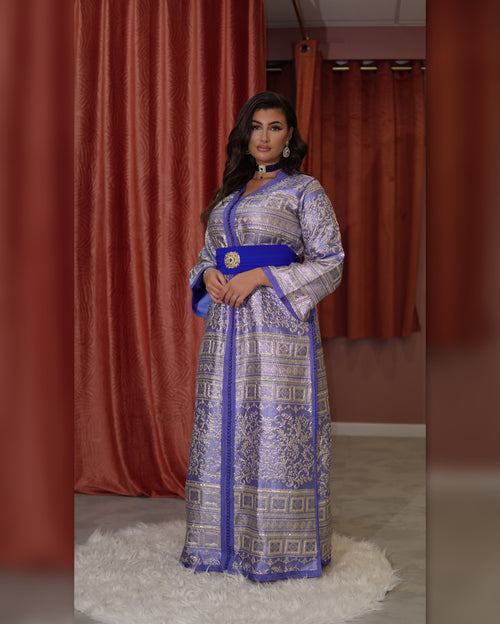 Caftan Brocart bleu "Ines"