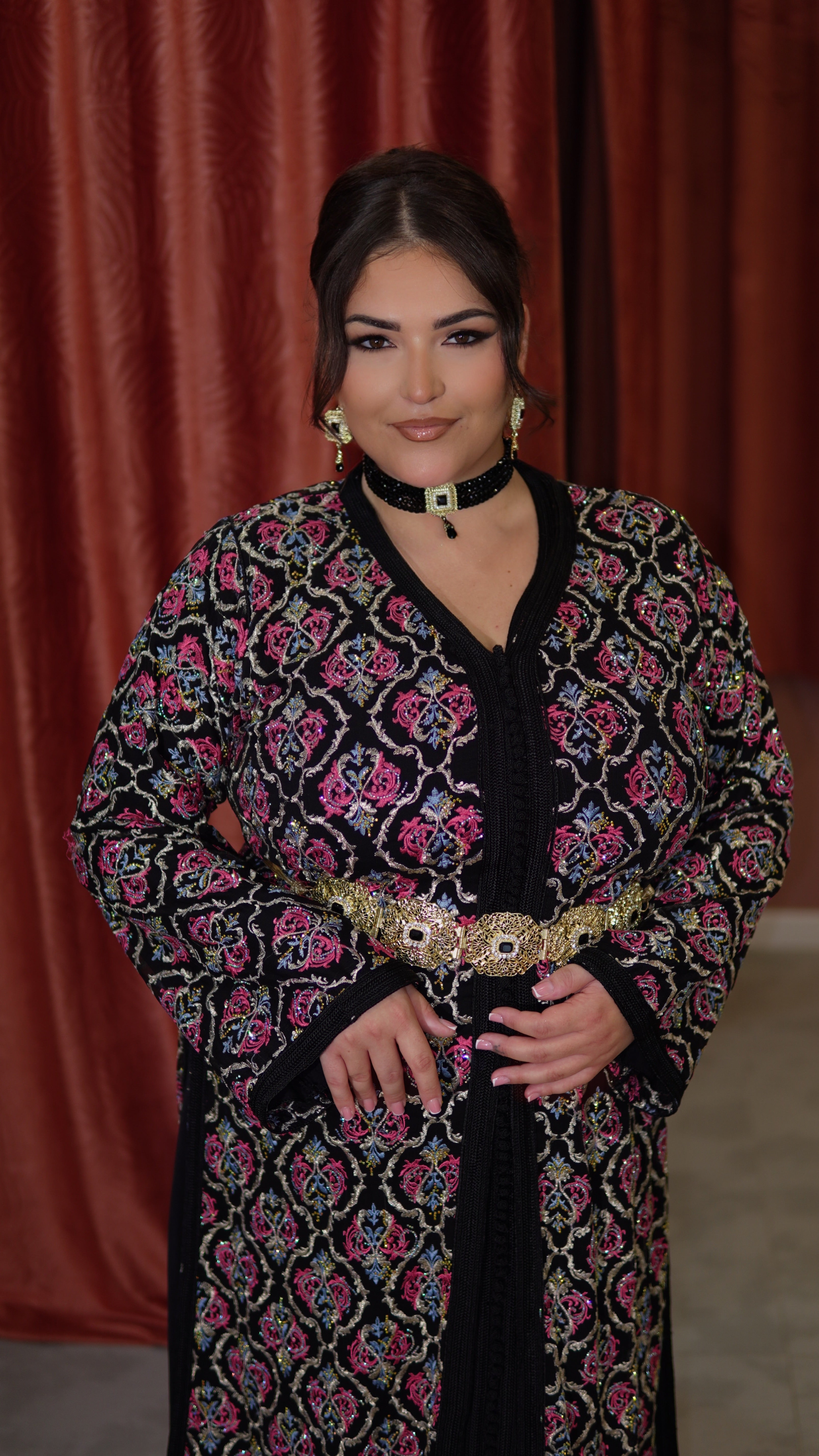 Takshita Sari noire scintillante "Kenza"