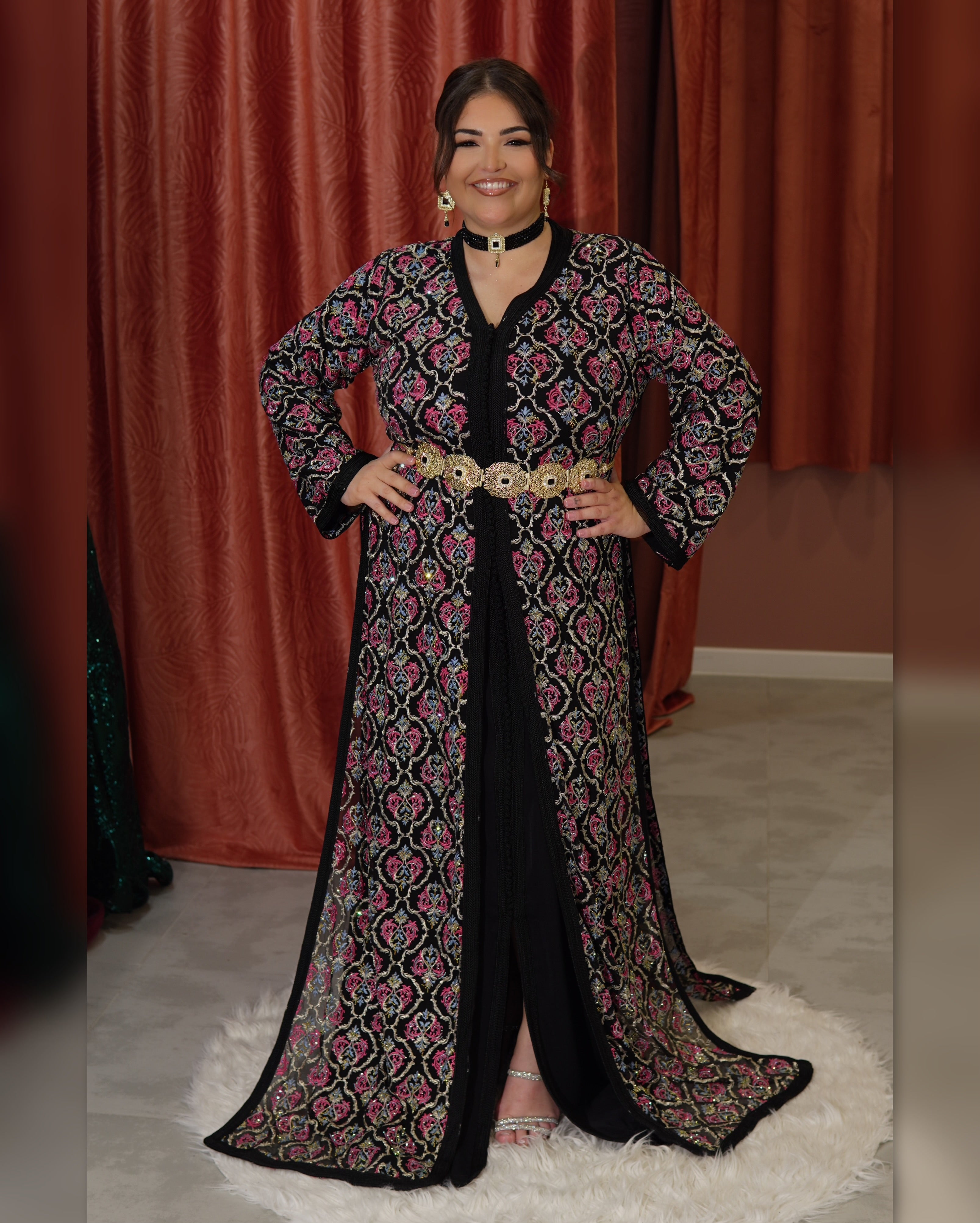 Takshita Sari noire scintillante "Kenza"