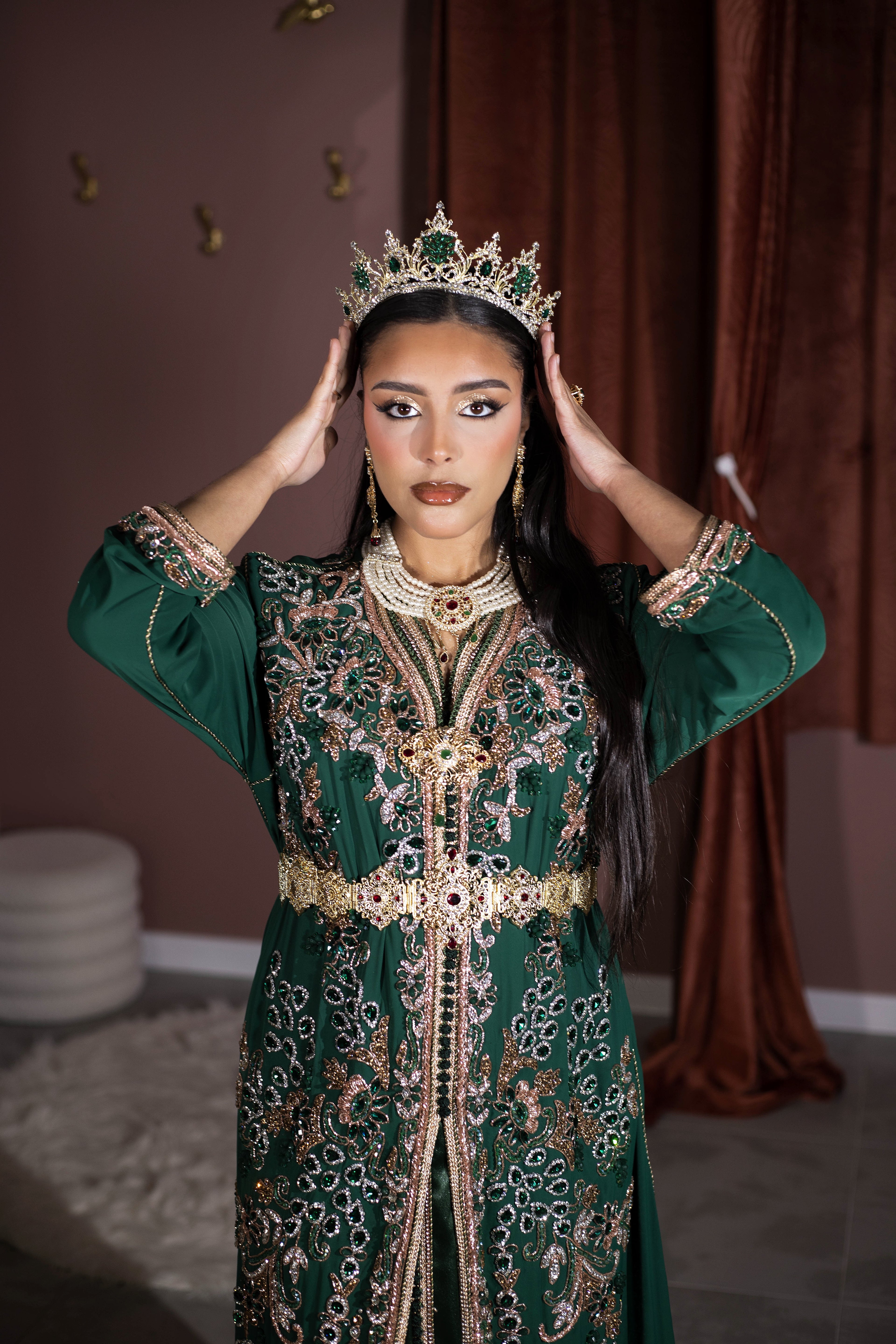 Takchita verte "Nadia" - Haute couture