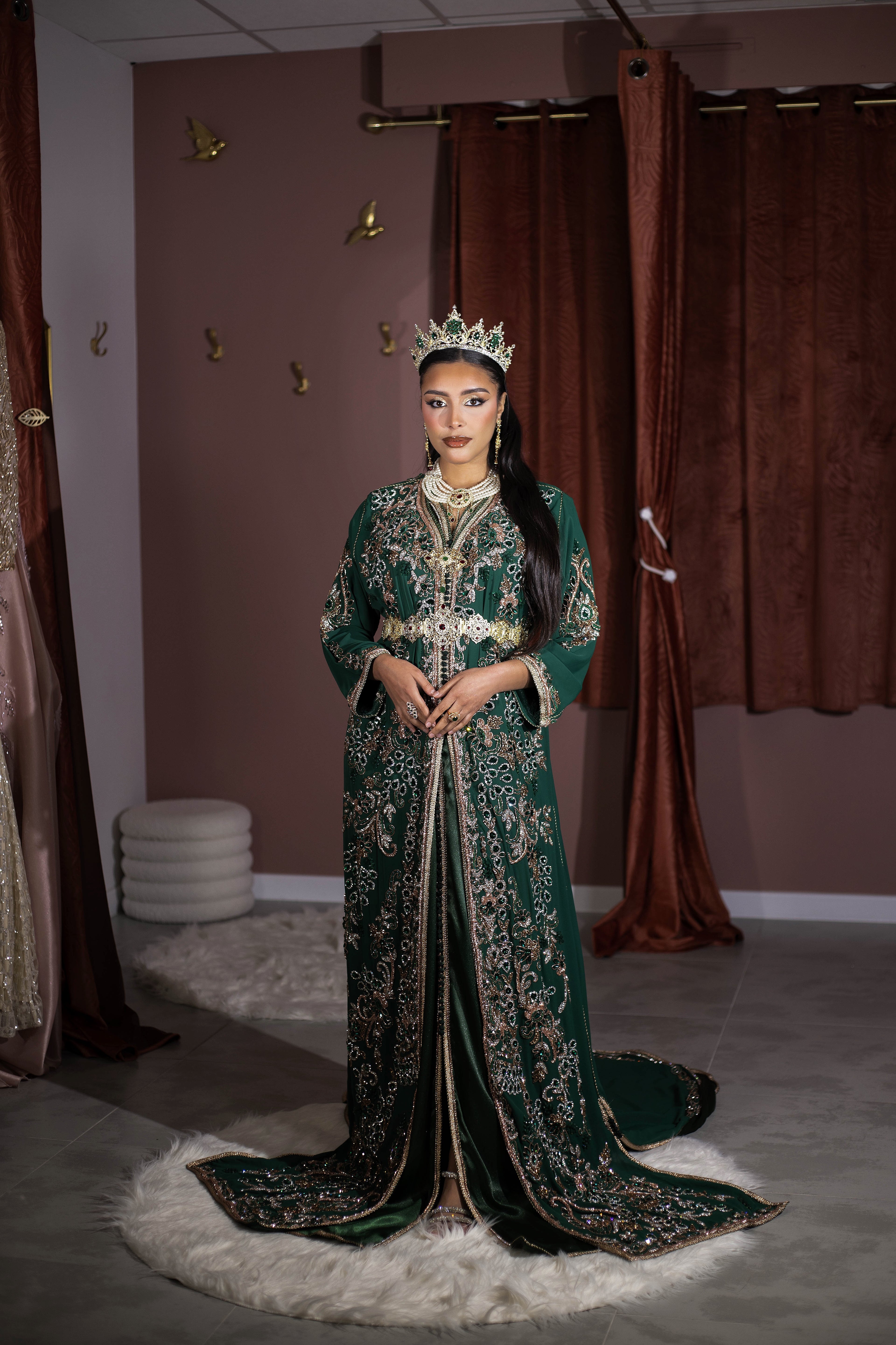 Takchita verte "Nadia" - Haute couture