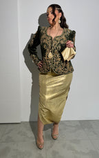 Karakou vert kaki perlé "Kahina" - haute couture