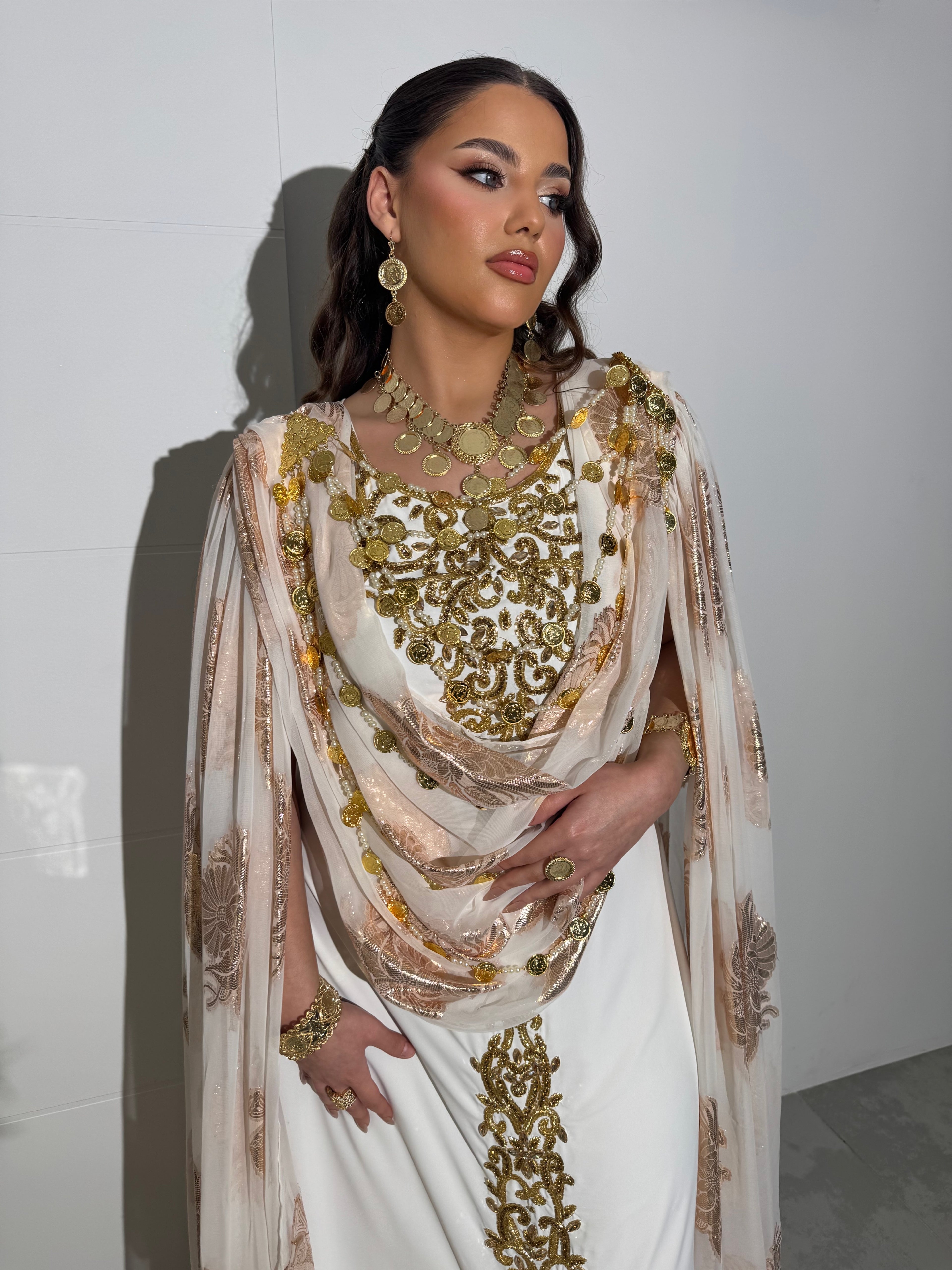 Robe Chaouïa Blanche perlée "Line"