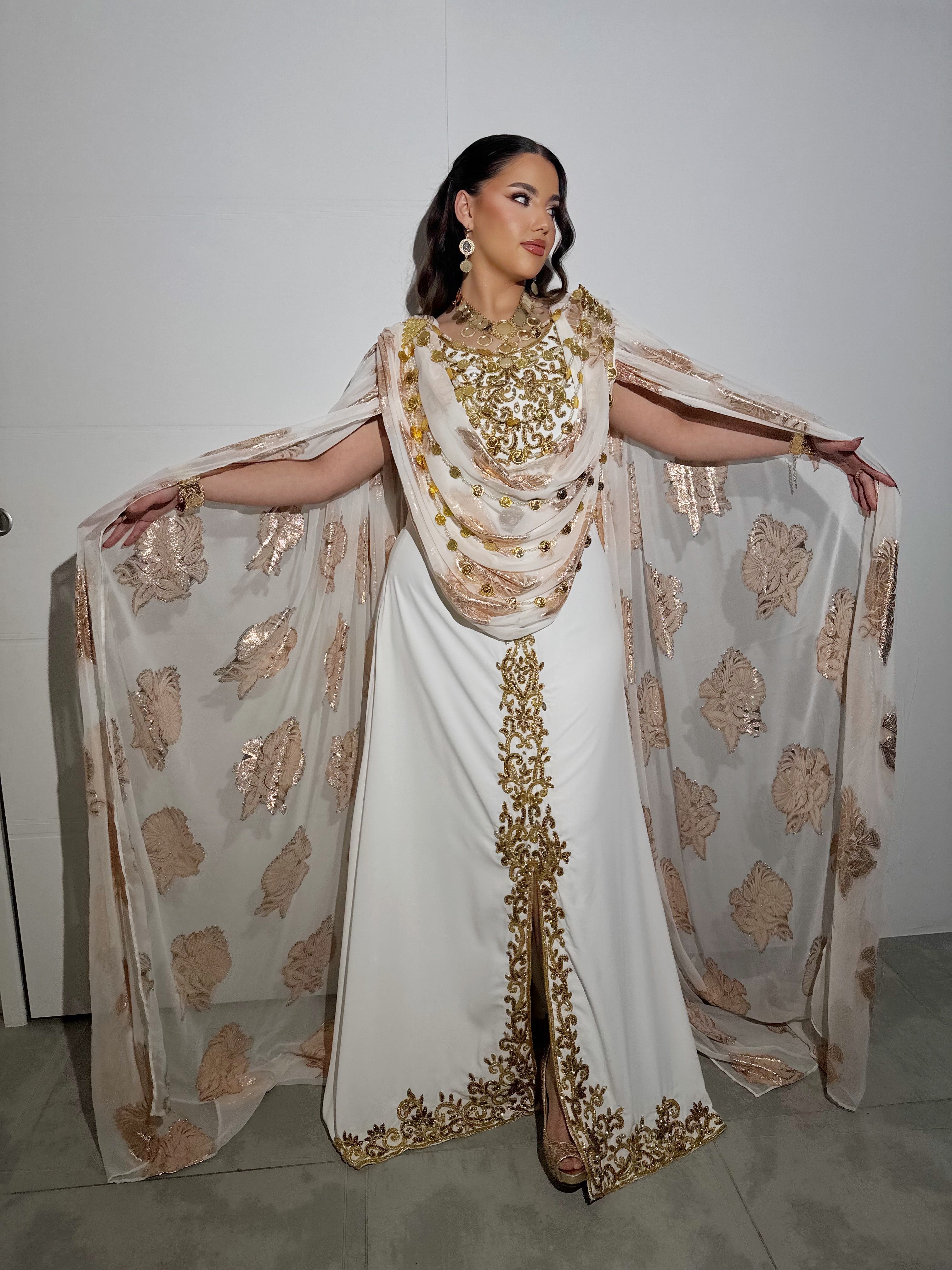 Robe Chaouïa Blanche perlée "Line"