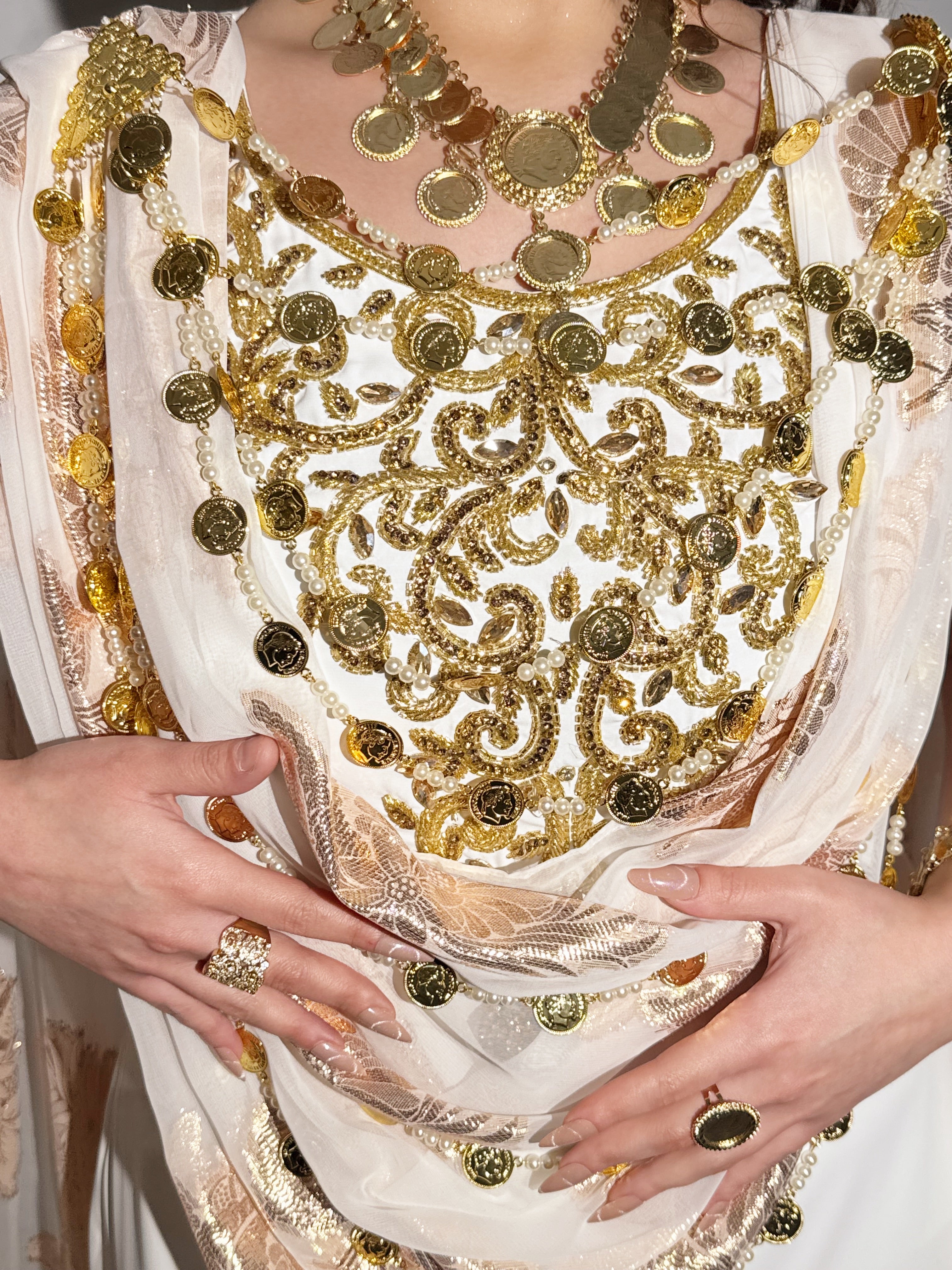 Robe Chaouïa Blanche perlée "Line"