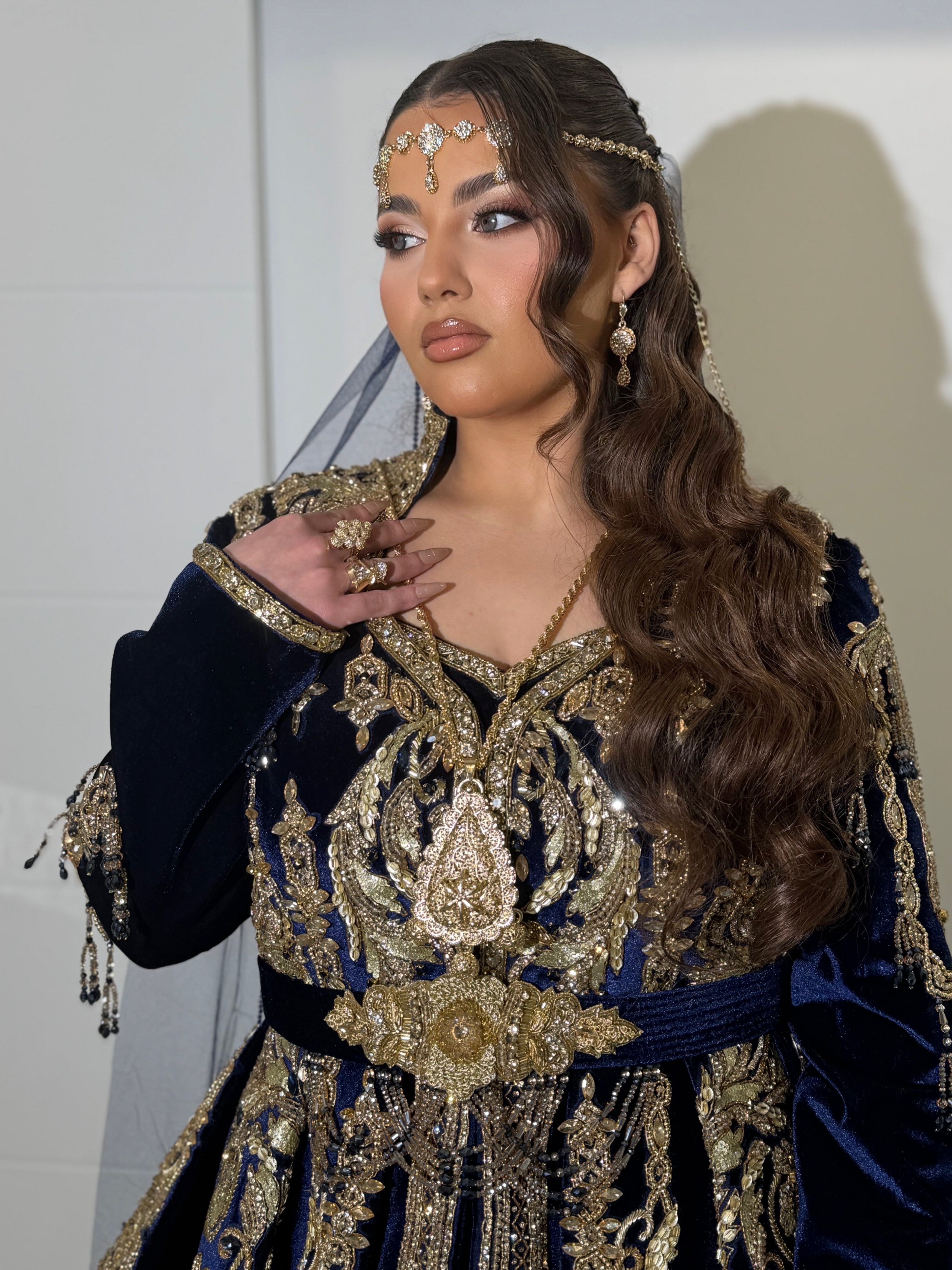 Karakou bleu nuit mariée "Manel" - haute couture