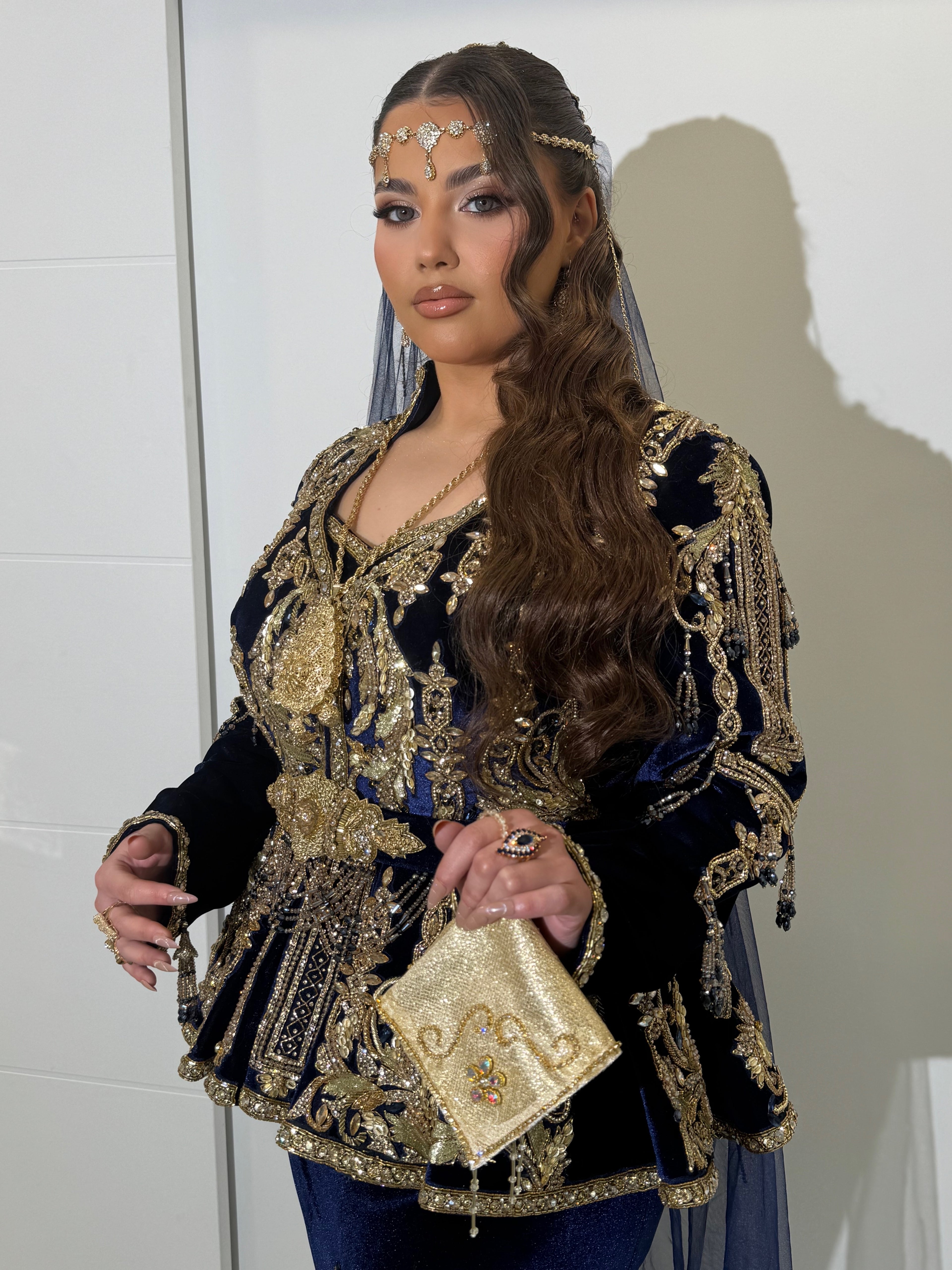 Karakou bleu nuit mariée "Manel" - haute couture