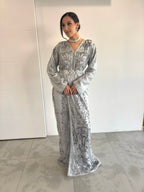 Caftan argenté pailleté