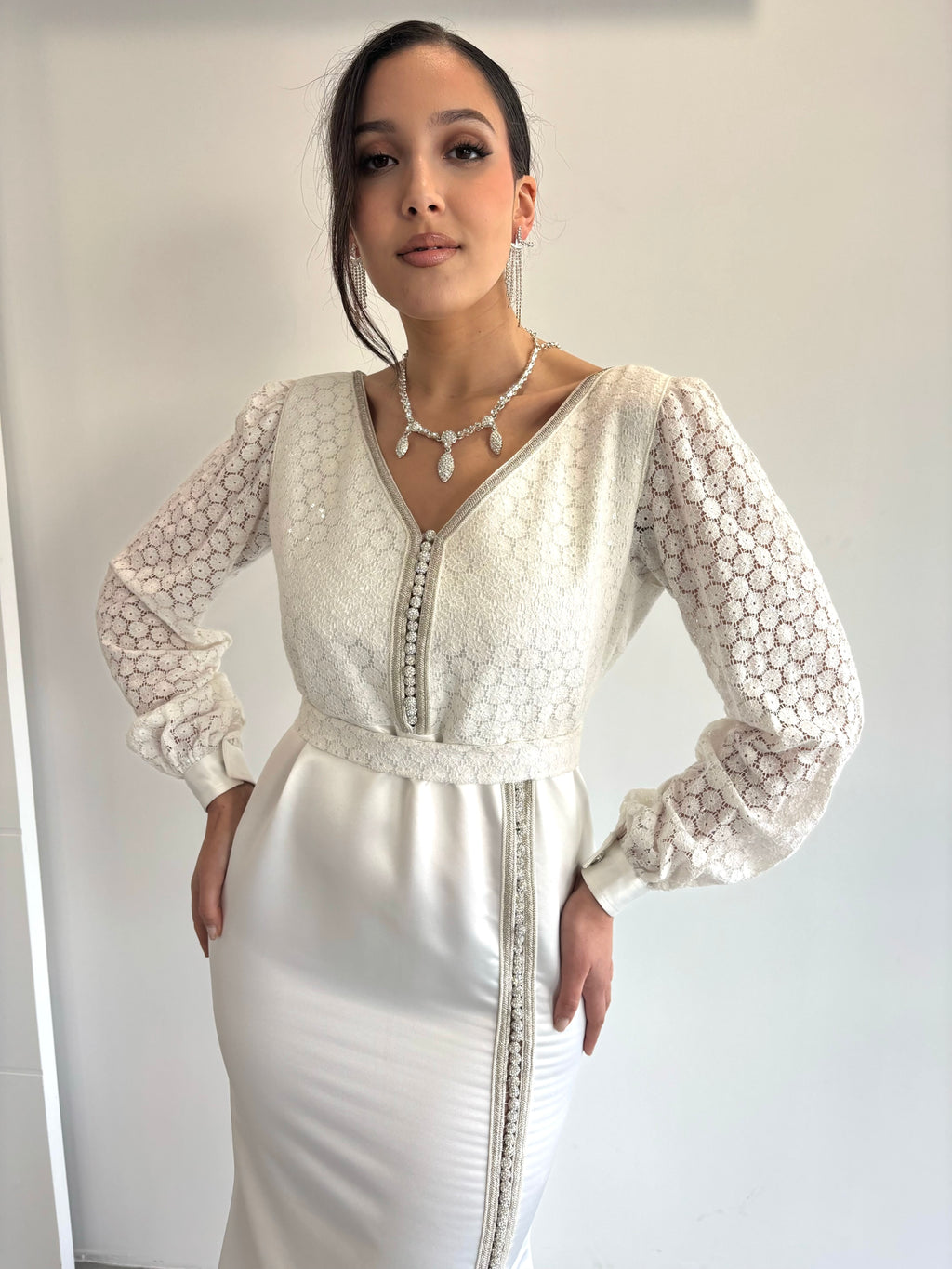 White lace caftan