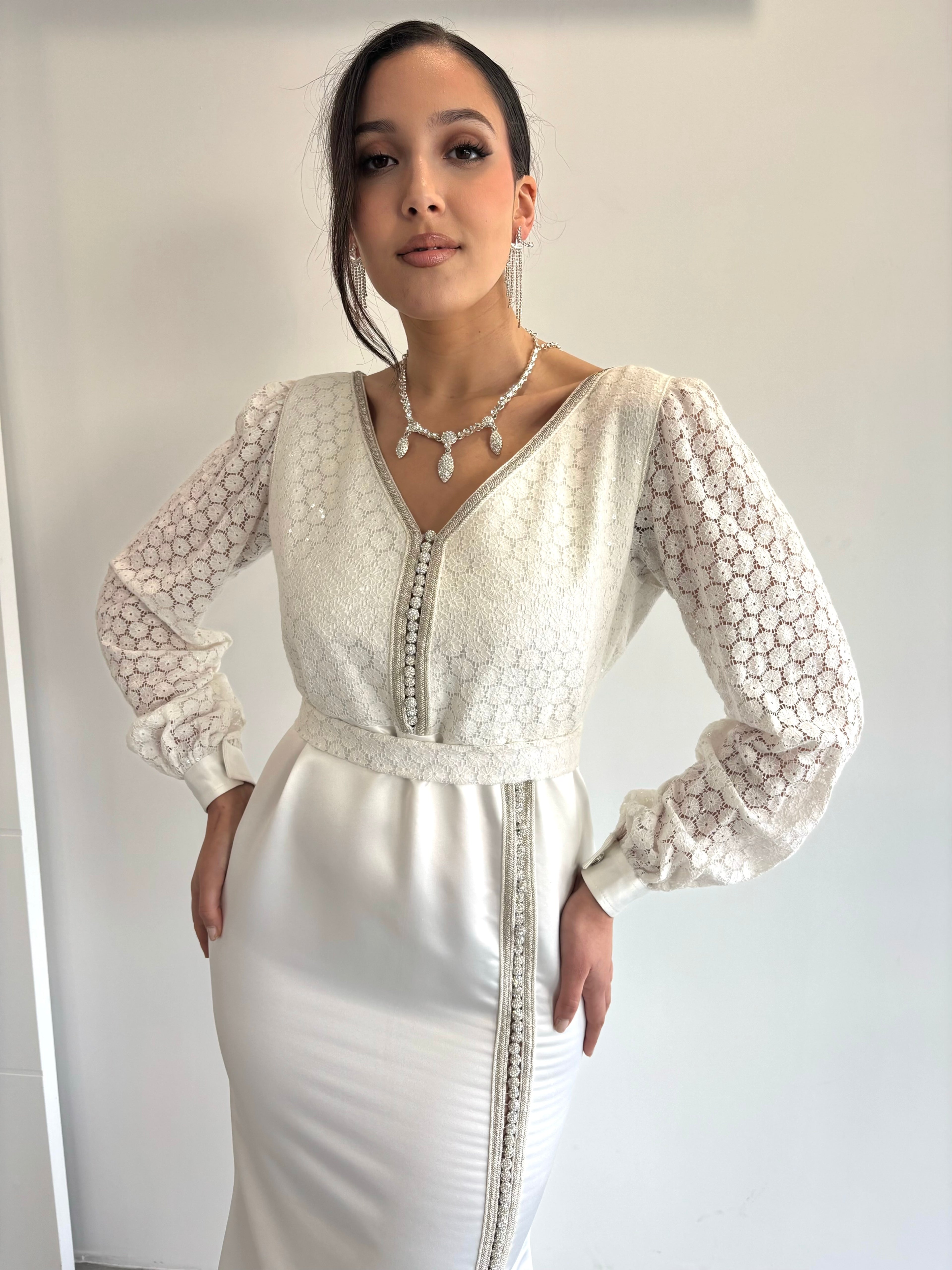 White lace caftan