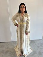 Caftan beige & doré perlé "Shirine"