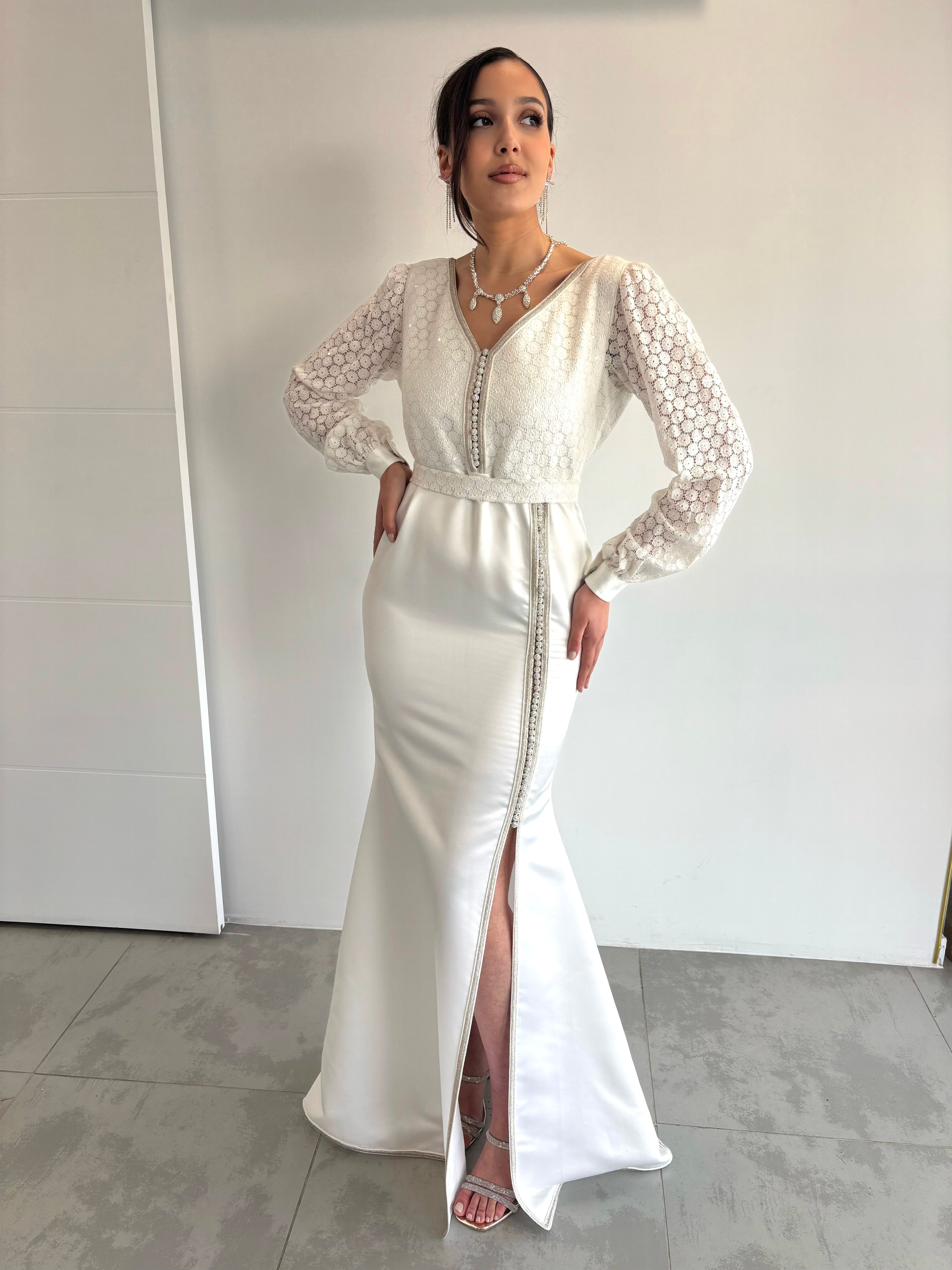 White lace caftan