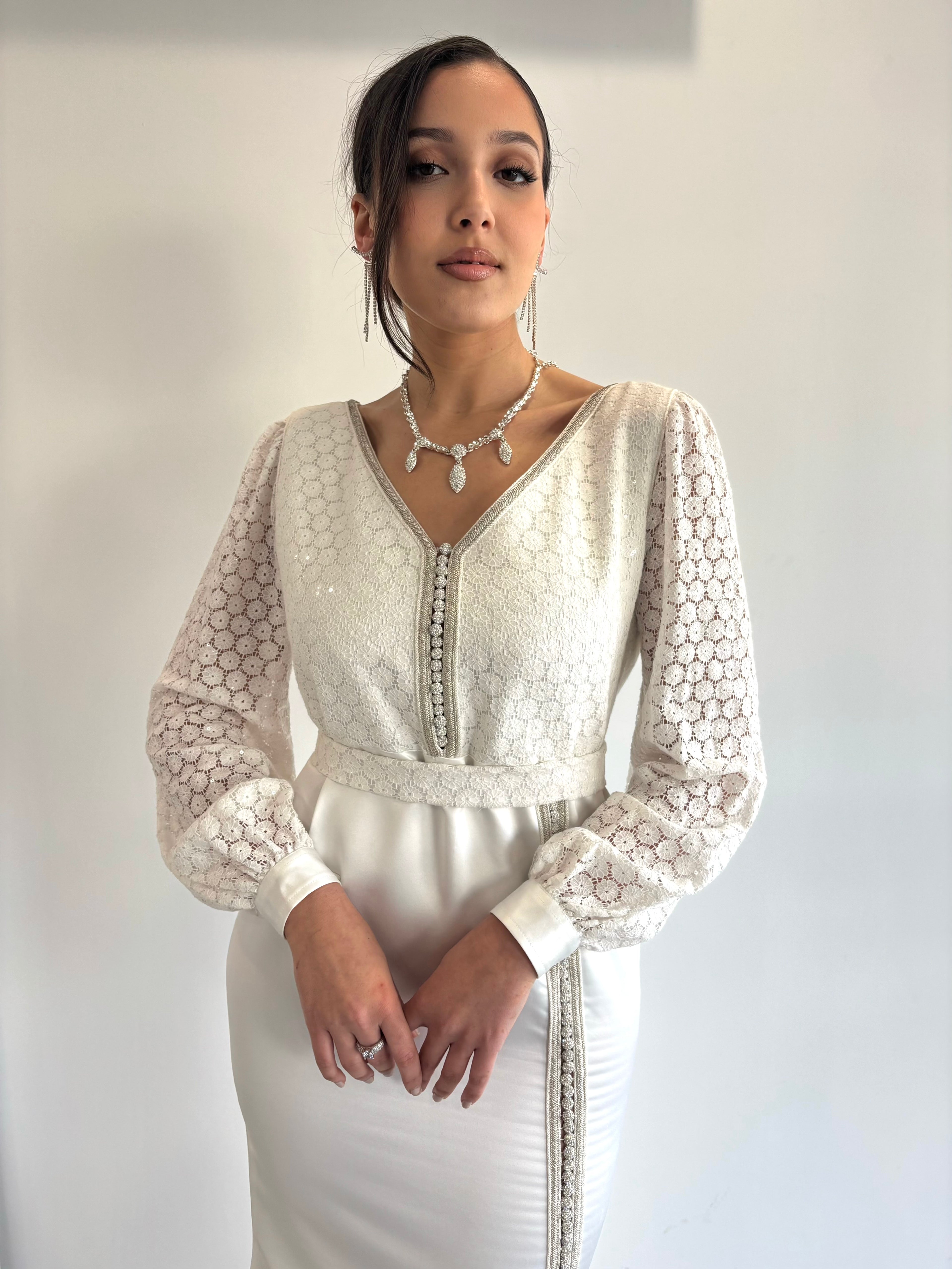 White lace caftan