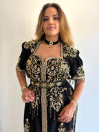 Caftan noir et or perlé