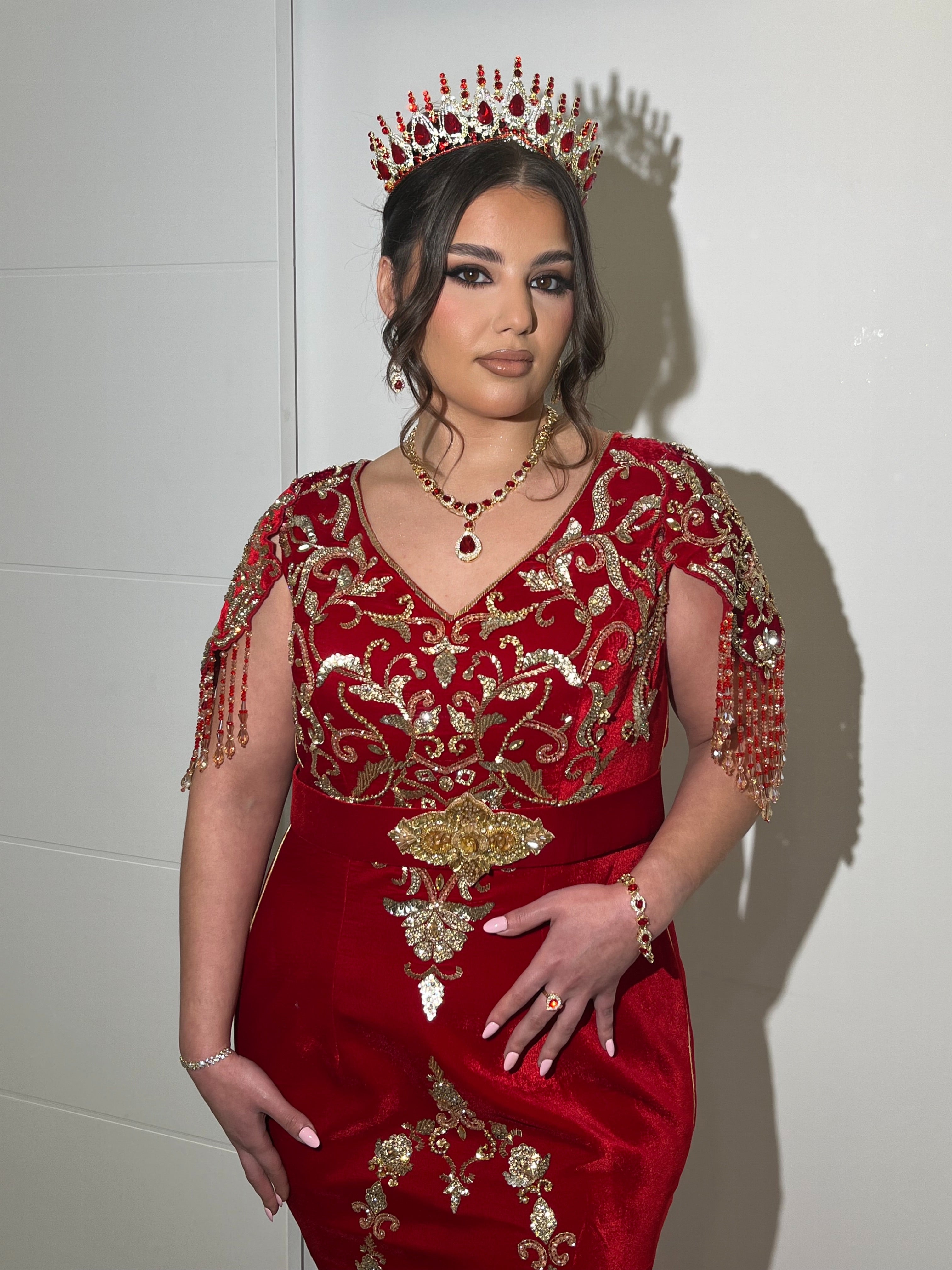 Caftan sirene velours rouge « Bahia » – Haute Couture Mariée