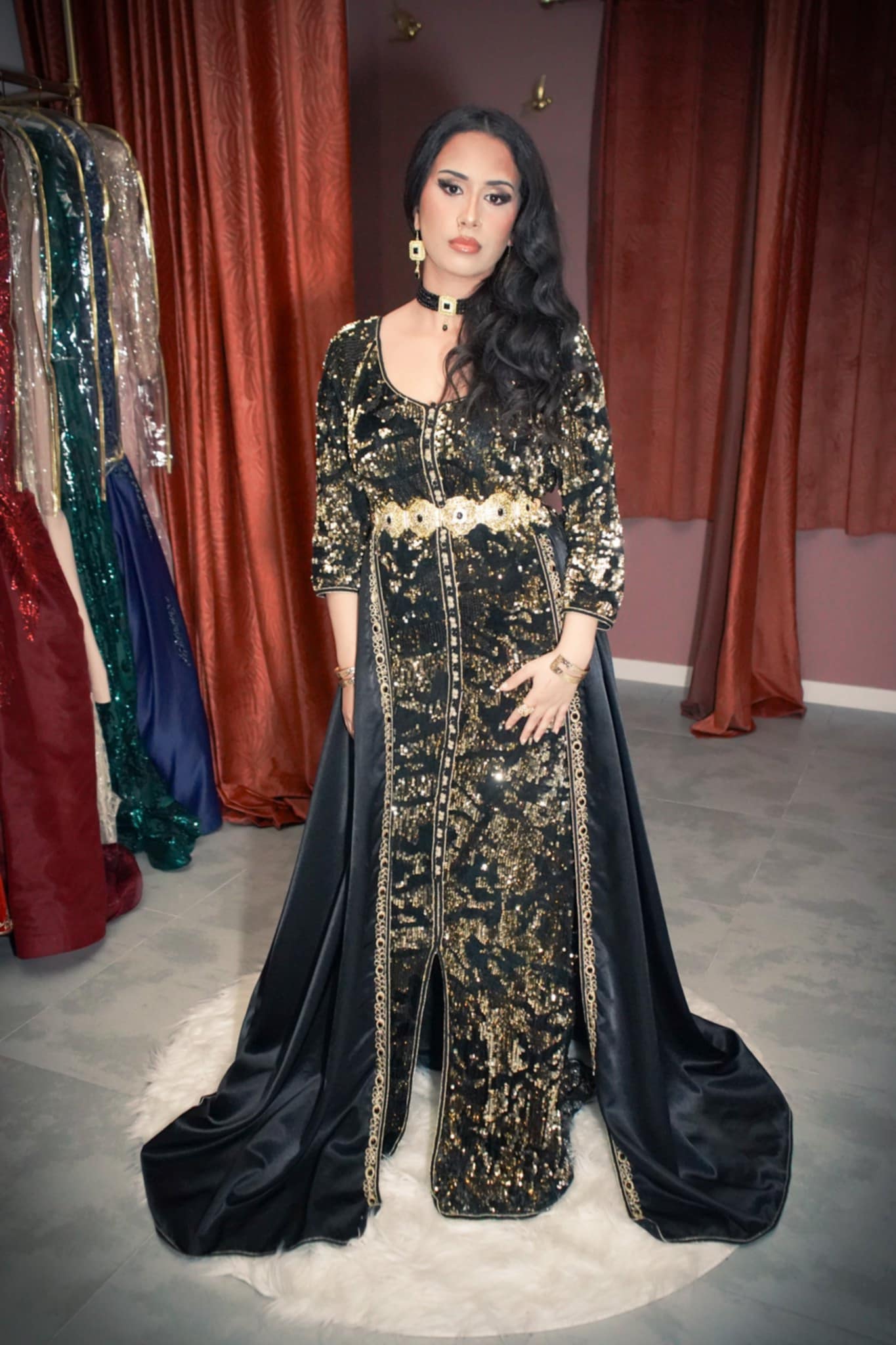 Caftan sequin noir "Zaynab"