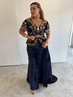 Karakou bleu velours jupe