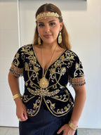 Karakou bleu velours jupe