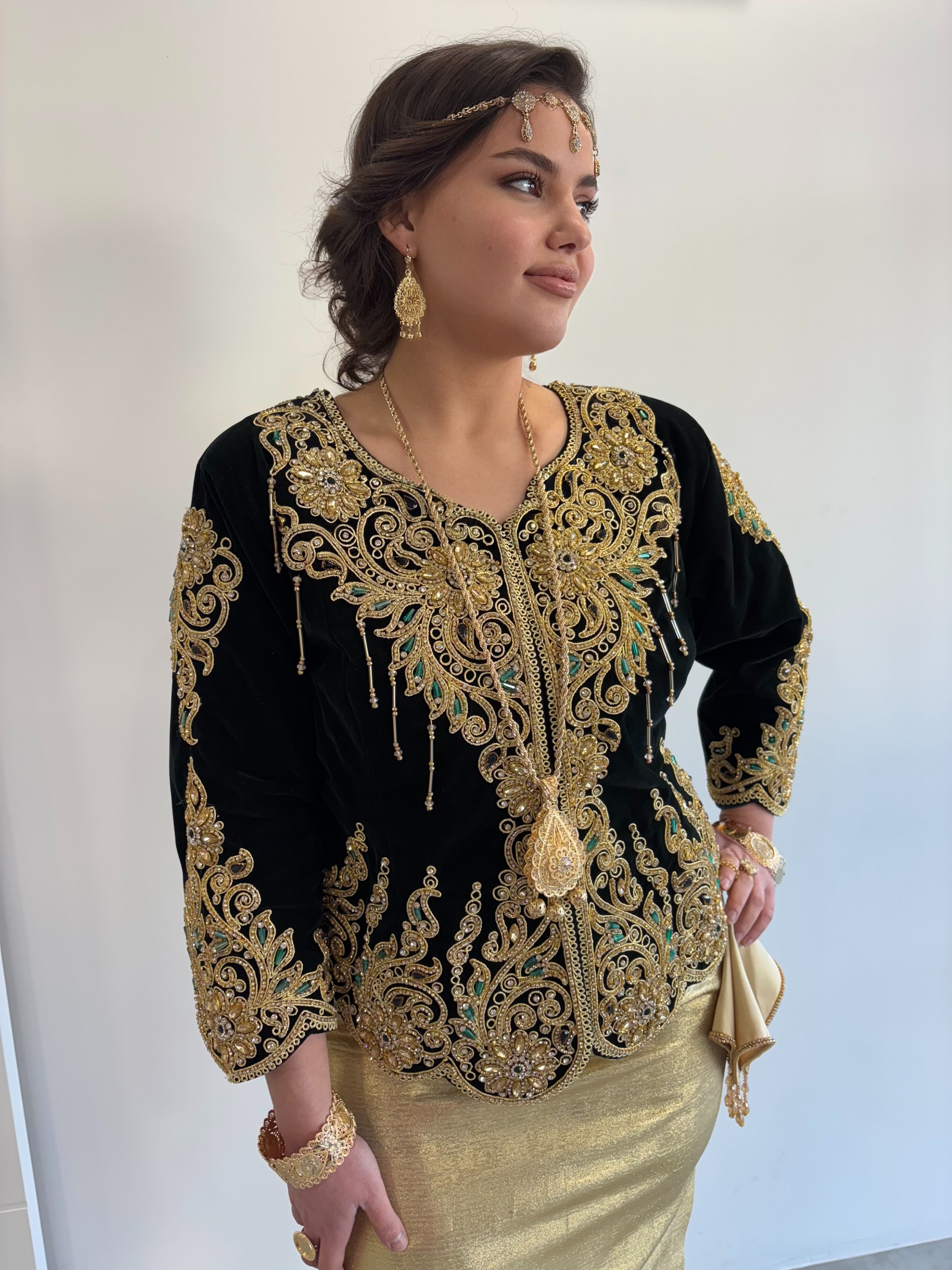 Karakou traditionnel « Dounia » – Noir & Or royal