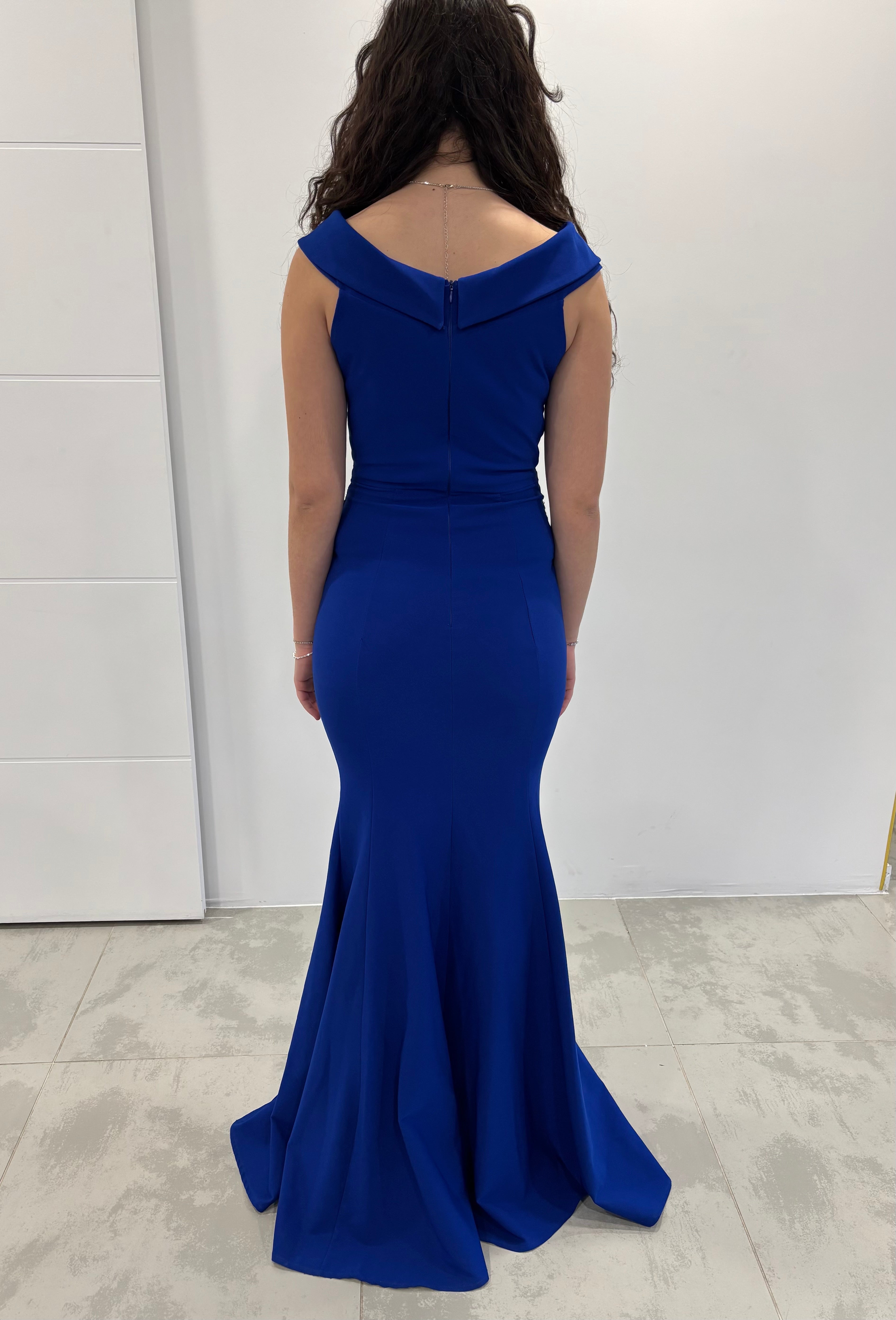 Robe de soirée bleue dentelle "Althéa"