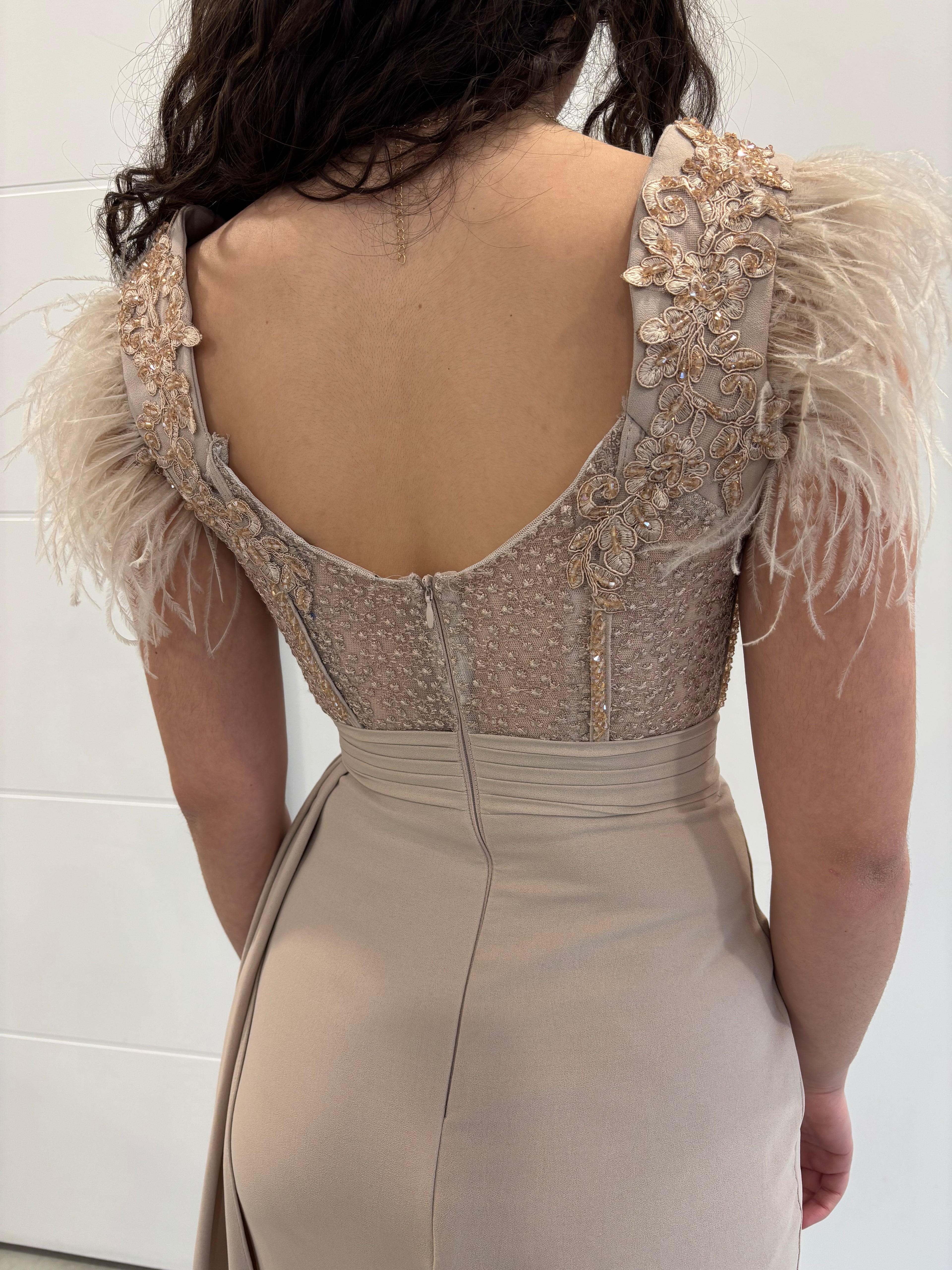 Robe de soirée rose poudrée “Aurélia”