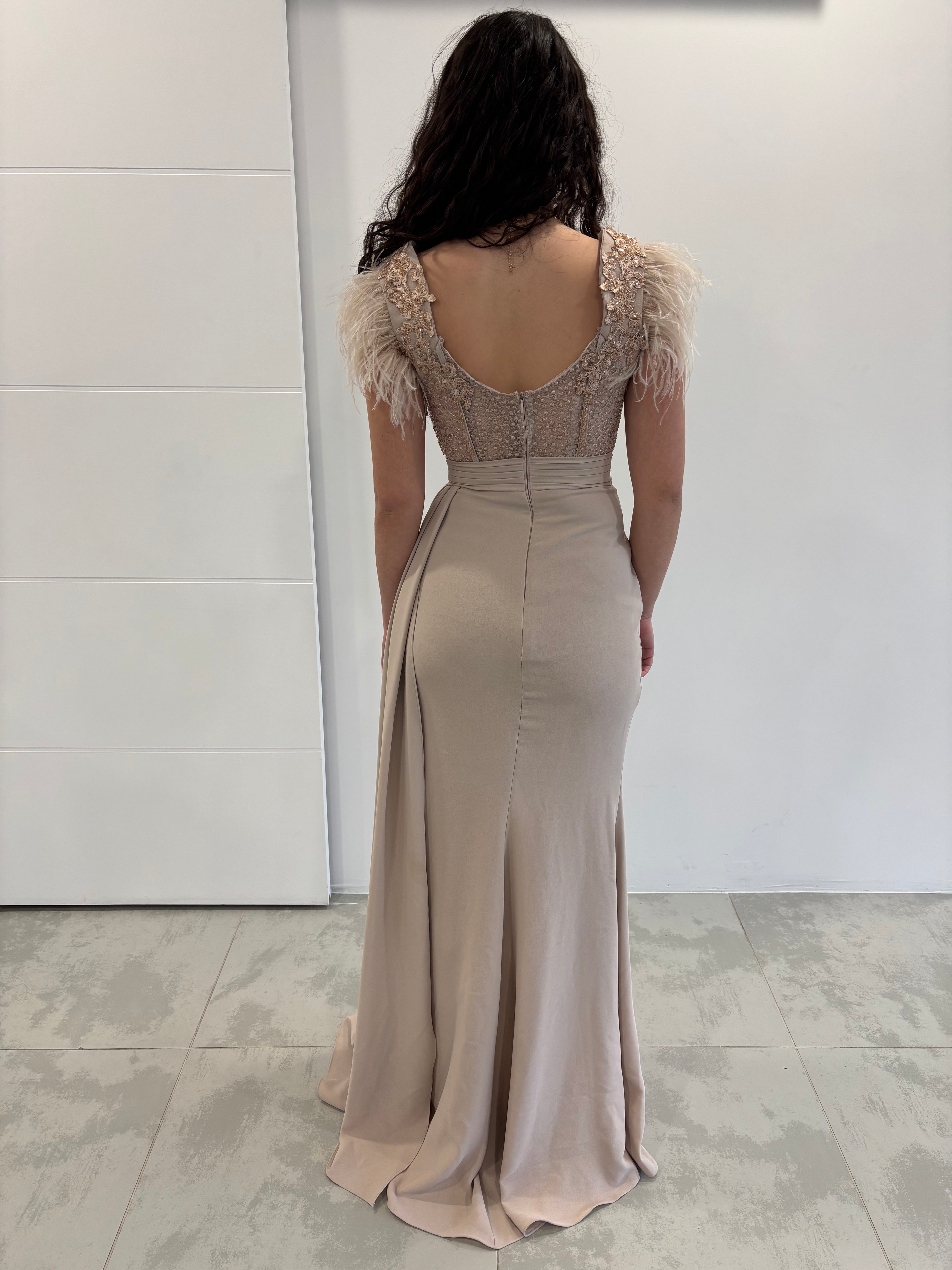 Robe de soirée rose poudrée “Aurélia”