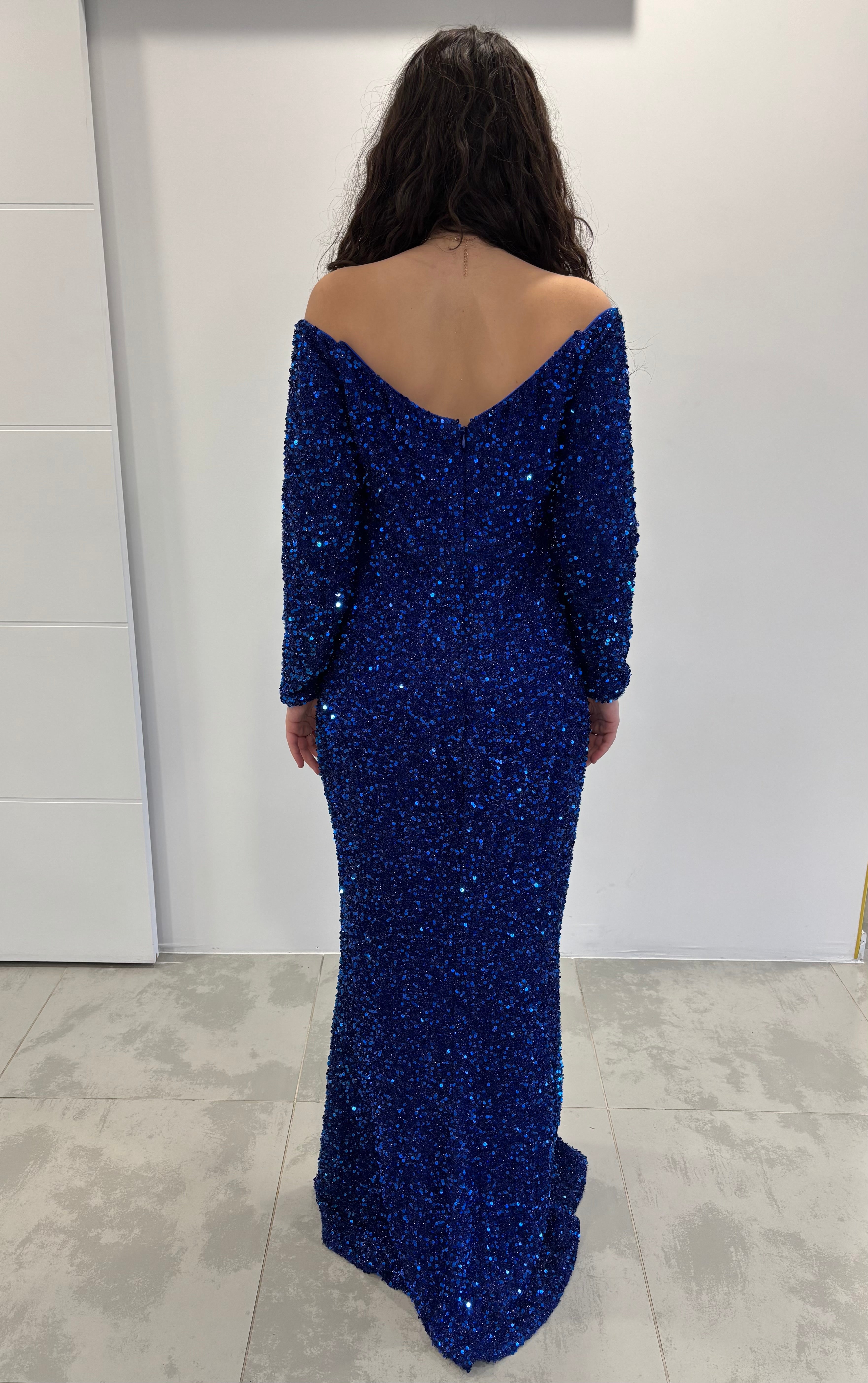 Robe sirène bleu pailletée "Isaline"