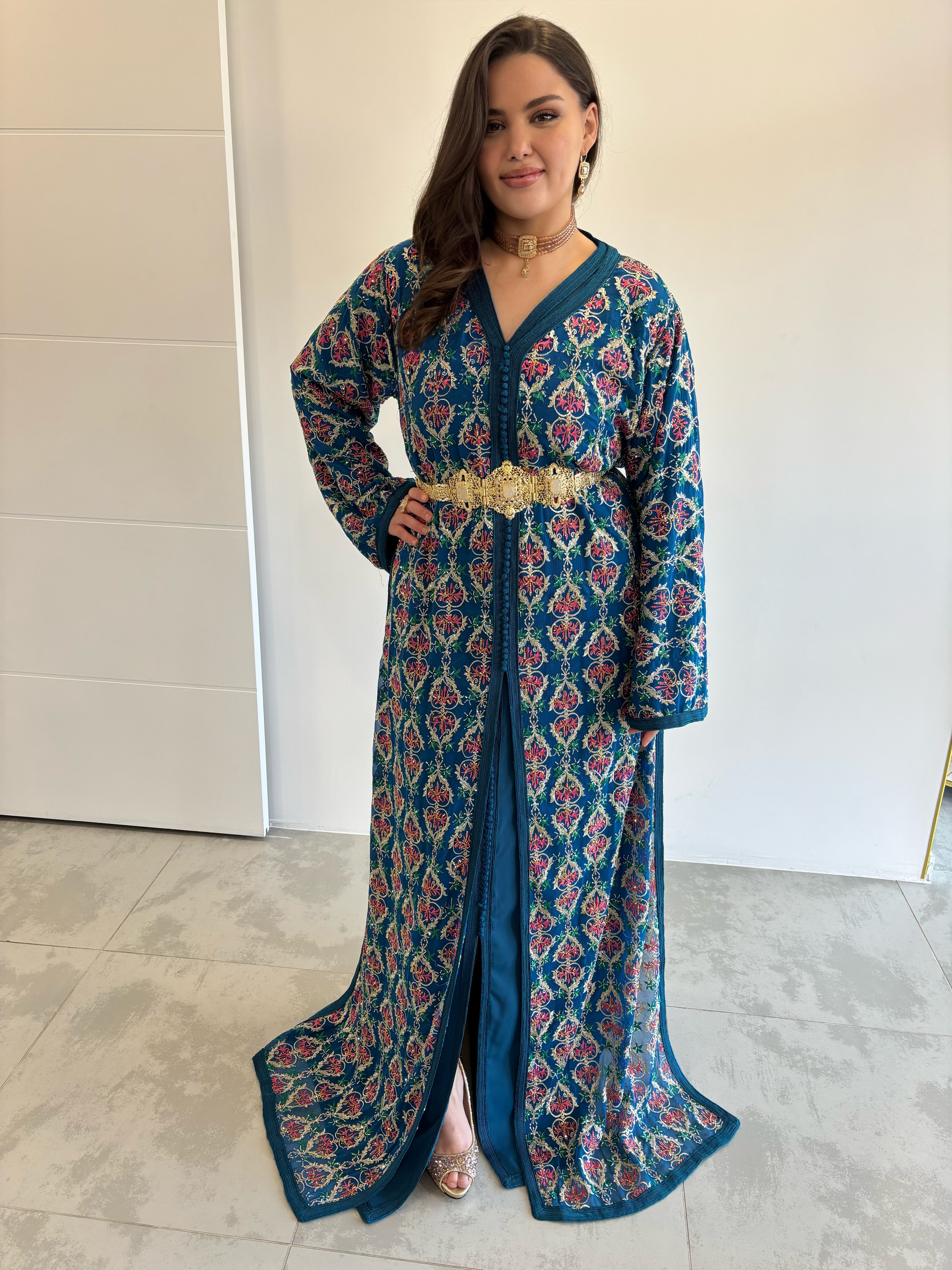 Takchita sari bleu canard "Yasna"