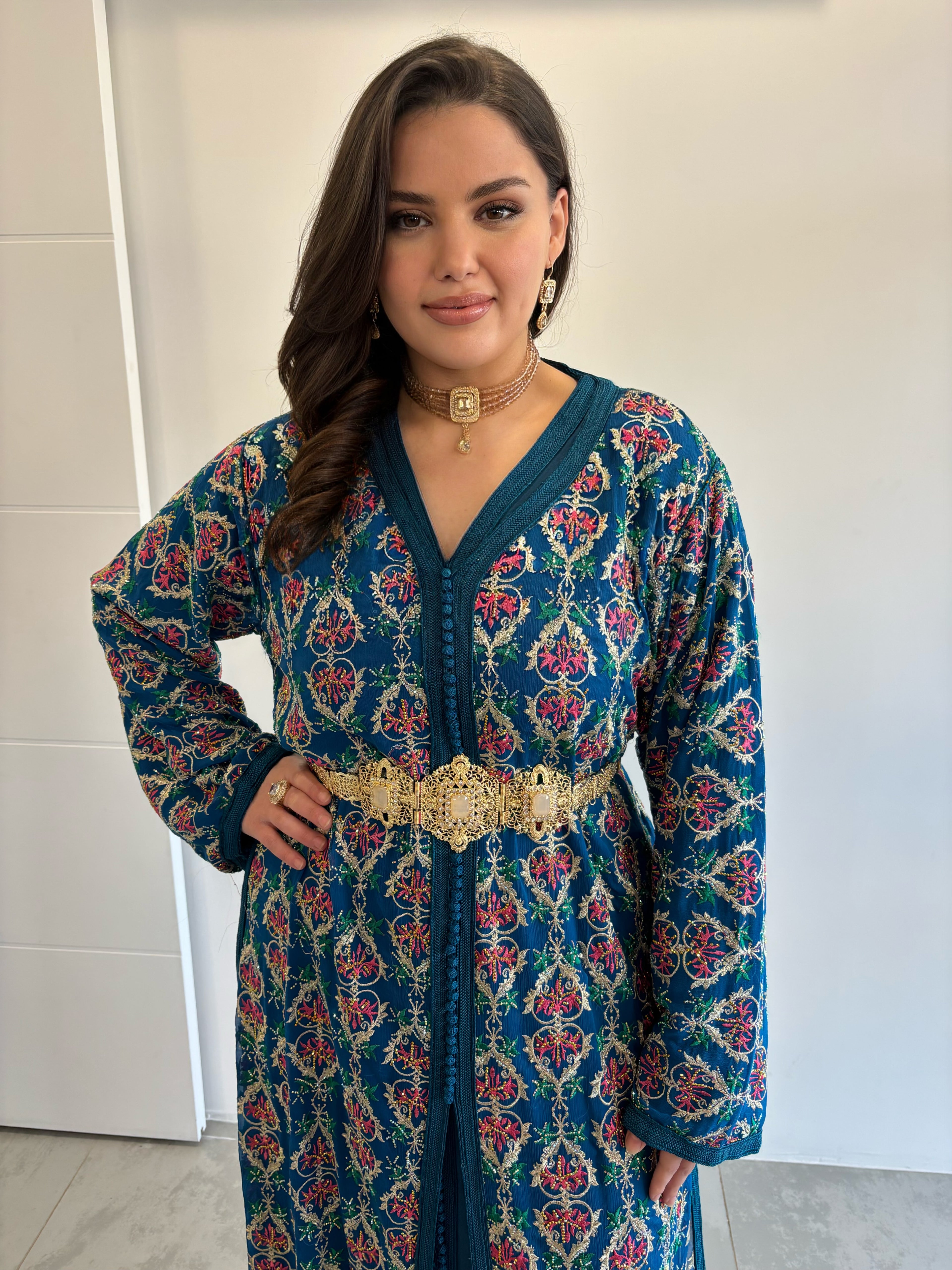 Takchita sari bleu canard "Yasna"