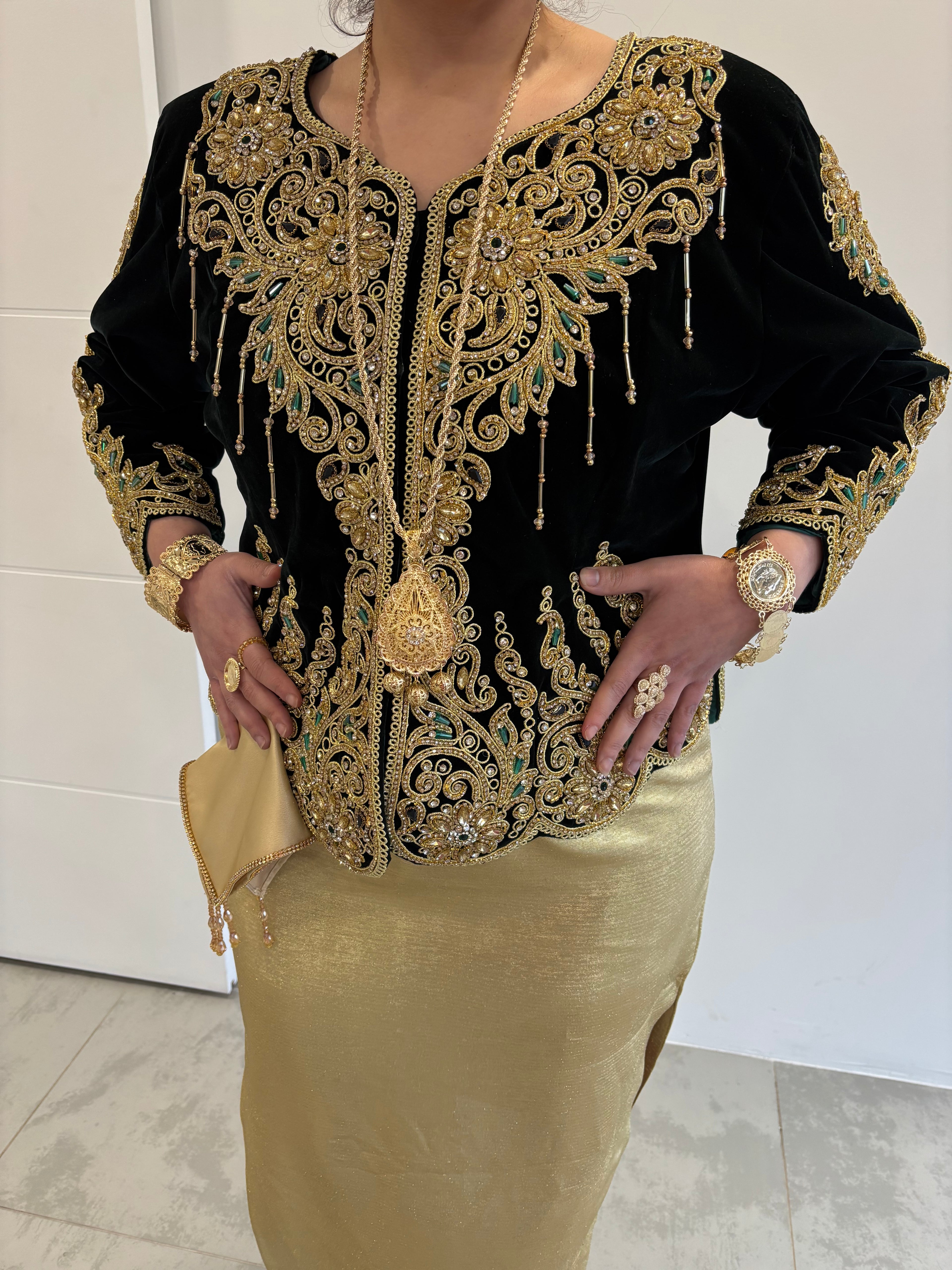 Karakou traditionnel « Dounia » – Noir & Or royal